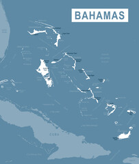 The Bahamas Map. Detailed Vector Illustration of Bahamian Map