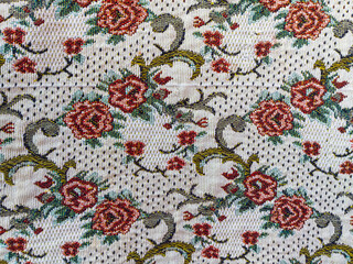 Vintage Flowers on the Fabric Texture Pattern