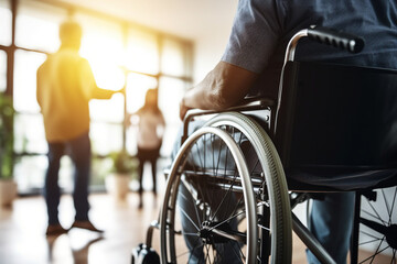 Obraz premium Generative AI illustration of elderly people on treatment in modern hospital daylight indoors