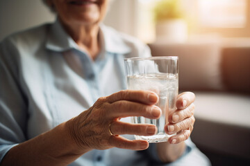 Generative AI image of an elderly disabled person sitting on wheelchair in hospital