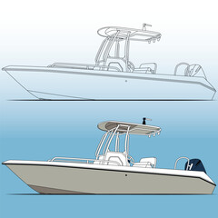 Fishing boat vector art on the background