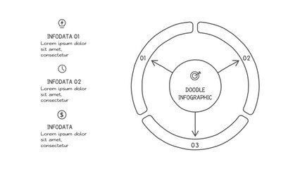 Doodle infographic elements with 3 options. Vector business template for presentation
