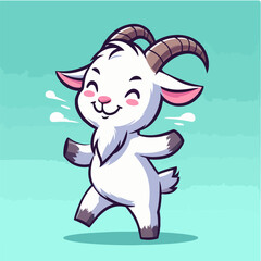 vector style smile goat dancing cute illustration