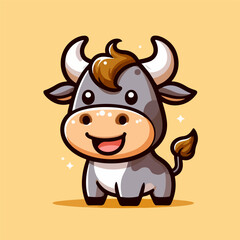 vector style smile buffalo cute illustration