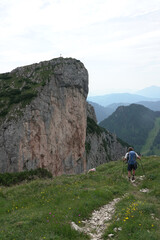 Bergwanderer an der Roten Wand an der Wurzeralm