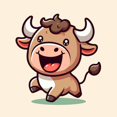 vector style smile buffalo cute illustration