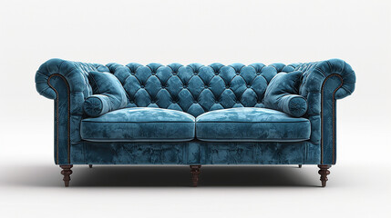 Elegant tufted sofa, classic design reimagined with modern flair on transparent background.png format 