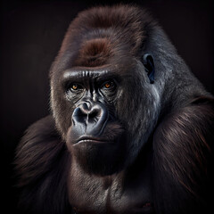 Majestic Gorilla Portrait with Intense Gaze in Studio Setting