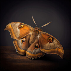 Close-Up Polyphemus Moth Portrait with Artistic Background