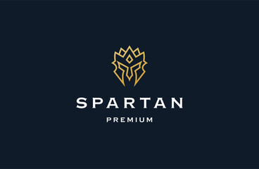 Fototapeta premium Spartan helmet with line logo icon design template