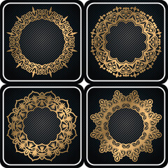 set of gold frames, abstract art luxury mandala frame.