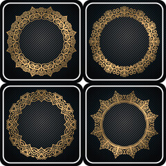 set of golden frames, coloring illustration royal art frame. round art circle vector.