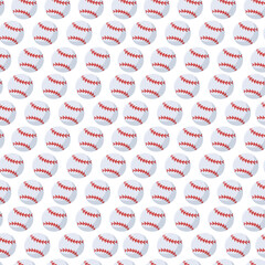Hand draw tennis ball seamless pattern. Tennis game. Isolated on white background. Vector illustration in cartoon style. Gray and red colors.Sports equipment.School tennis section.