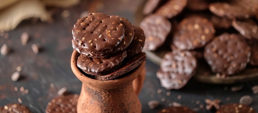 Delicious Chocolate Covered Ice Cream Cone With Rich Chocolate Chips Dessert