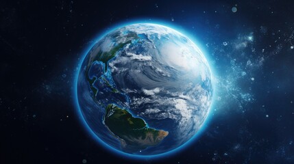 Naklejka na ściany i meble Closeup Earth view from outer dark space