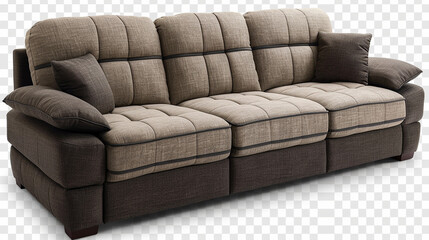 Contemporary sleeper sofa, versatility and style for modern homes on transparent background.png format 