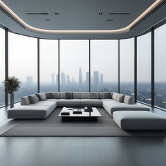 A sleek and minimalist living room design ideas, generative Ai, generative