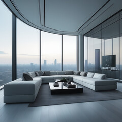 A sleek and minimalist living room design ideas, generative Ai, generative