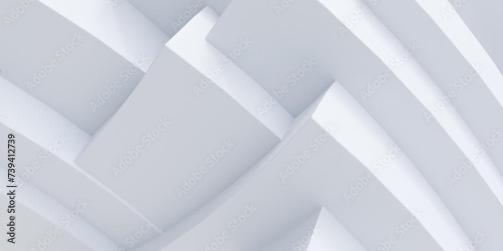 Poster abstract architectural white background. 3d rendering. cubic geometry pattern