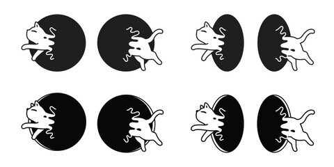 cat vector icon kitten polka dot hole calico neko running pet cartoon character illustration symbol isolated design clip art