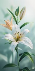 Fototapeta na wymiar one realistic lily flower