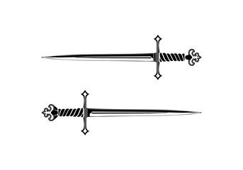 Vintage sword sketch hand-drawn Vector illustration. - obrazy, fototapety, plakaty
