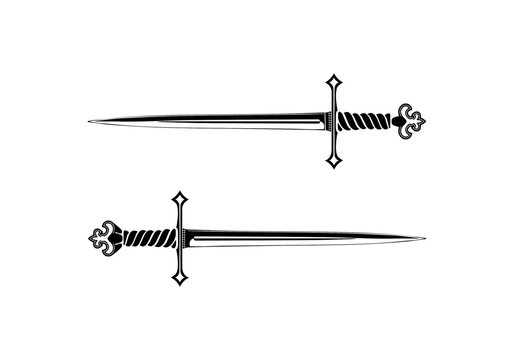 Vintage sword sketch hand-drawn Vector illustration.