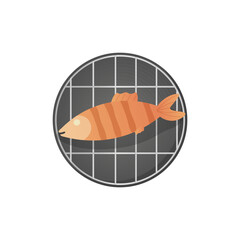  grilled fish , bbq. vector illustration isolated on white background