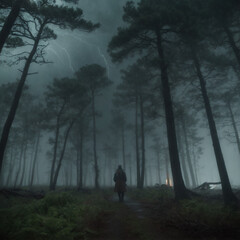 chilling alone the mystical dark cloud nature ai created photo