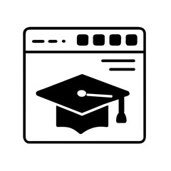 Graduation Cap Icon: Academic Cap Outline and Filled Vector - A Symbol of Education Achievement.