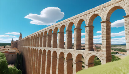 Fototapeta premium Beautiful Aqueduct of Segovia, Castilla y Leon, Spain. Generative AI