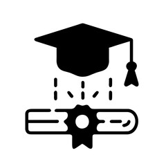 Graduation Cap Icon: Academic Cap Outline and Filled Vector - A Symbol of Education Achievement.