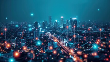 Fototapeta premium 5G, 6G, Big data wireless network, high speed internet, cloud computing or connect diagram technology, Data storage, service, synchronize, online, financial, Connectivity global, smart city, Gen AI