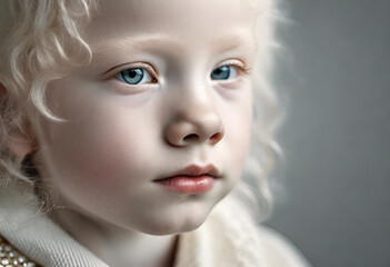 Fototapeta premium albinism kid on minimal background and style for awareness 