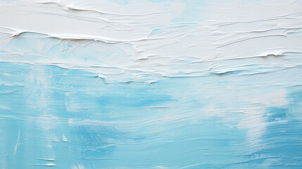 
small aqua blue and white paint strokes on canvas, detailed bristle brush embossed texture, close-up, creative abstraction, impasto brushstrokes, pastel colors, generative AI - obrazy, fototapety, plakaty
