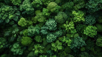 Aerial View of Lush Green Plants - A Serene Natural Canopy