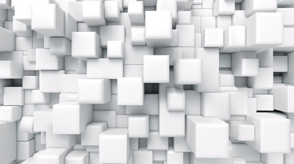 Seamless abstract minimal white isometric cubes background texture. Elegant modern geometric squares wallpaper pattern. Tileable subtle light grey technology backdrop design template, generative AI