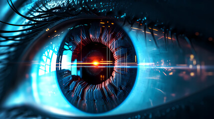 Close-up of human eye for surveillance and digital ID verification