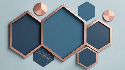 abstract geometric designs featuring a harmonious blend of teal and copper tones
