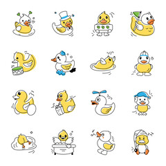 Duck Toys Doodle Icons 
