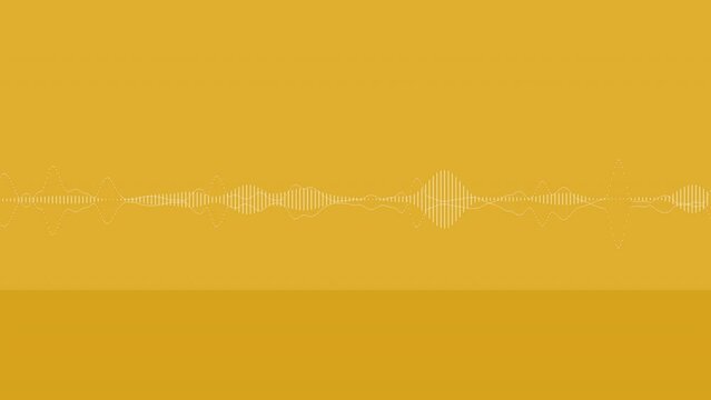 Sound wave motion on a yellow studio background. Podcast concept.