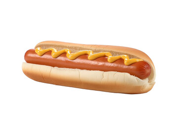 hot dog with mustard isolated on transparent background - Generative AI	