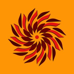 Mandala flower illustration with Papercut effect Background. Hand-drawn mandala flower