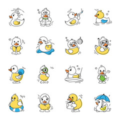 Baby Ducks Doodle Style Icons