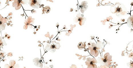 watercolor dainty wildflowers tiny flowers on the white background - obrazy, fototapety, plakaty
