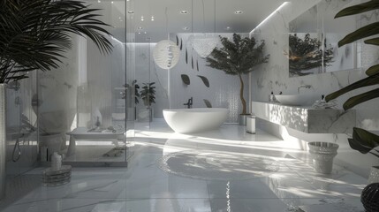 a beautiful white architecture design idea for a modern bathroom. wallpaper background