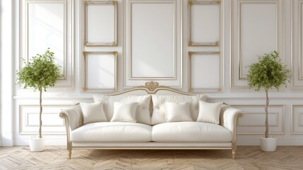 a beautiful white and gold architecture design idea for a modern living room. wallpaper background