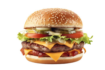 hamburger isolated on transparent background - Generative AI	