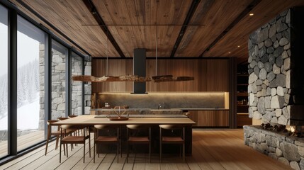 luxury kitchen interior wallpaper background
