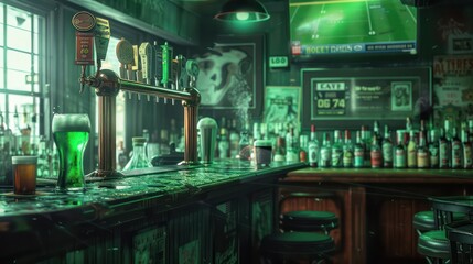 Festive template for St. Patrick's Day event promotions, incorporating Patrick imagery and green hues, with customizable copy space.